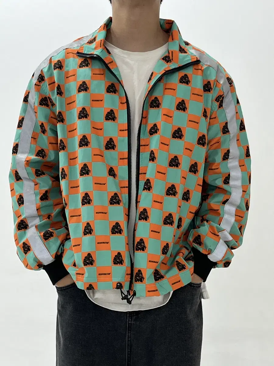 Orange Mint Checkerboard Windbreaker