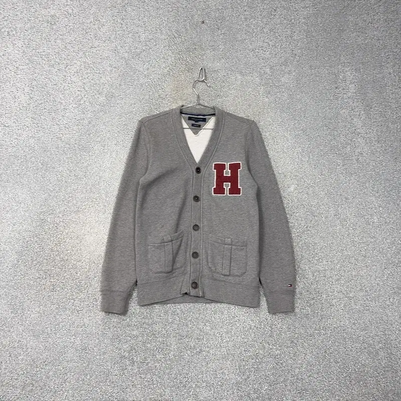 Tommy Hilfiger Big Logo Gray Cotton Button Cardigan S