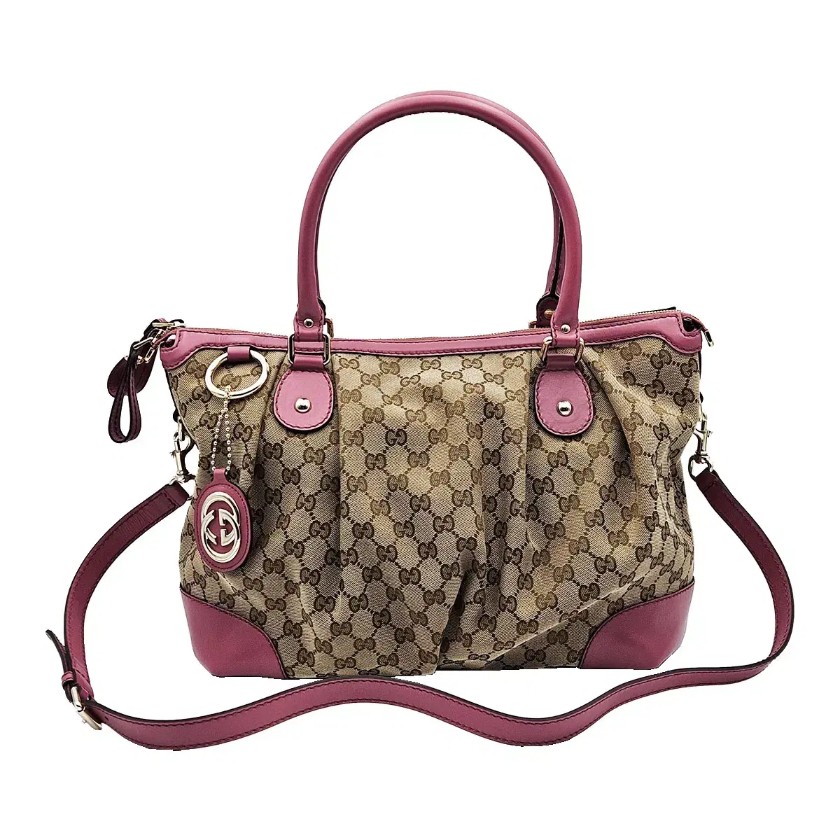 구찌 Gucci 285730 자가드 핑크 레더 GG 캔버스 2WAY