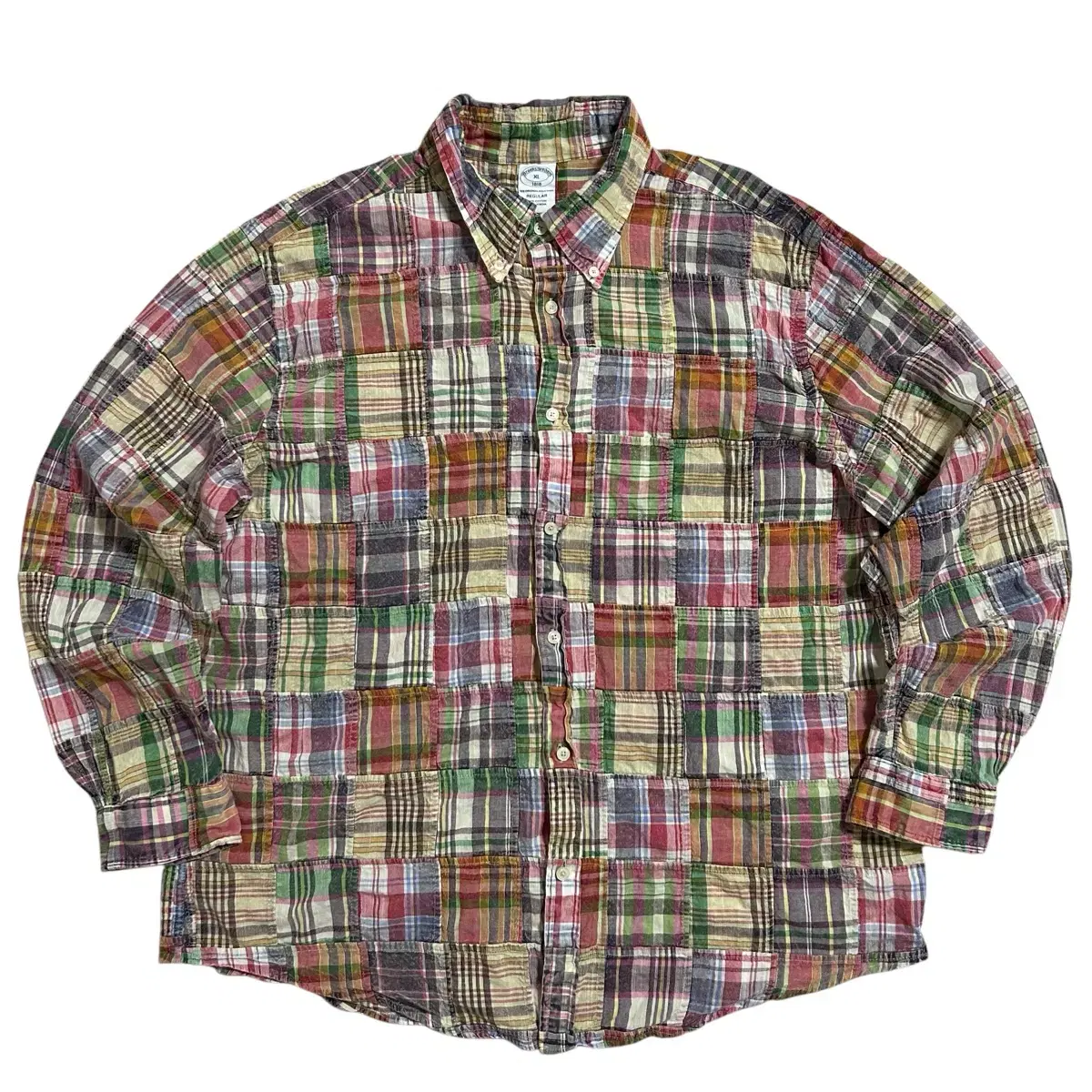 Brooks Brothers Vintage-Washed Madras Patchwork Shirt (XL)