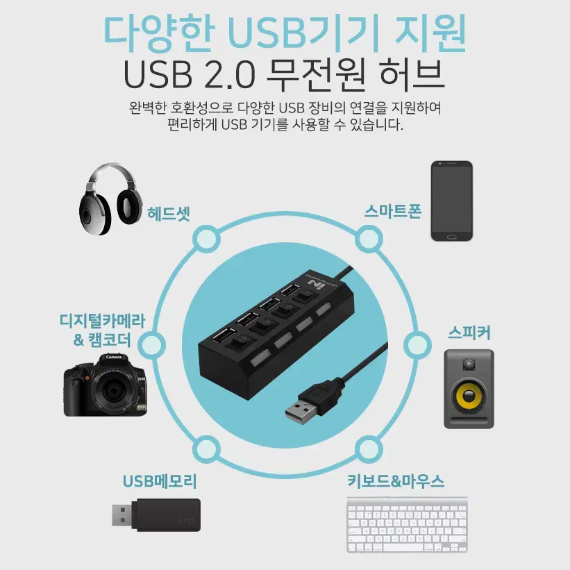 포트 USB 허브 [개별스위치]