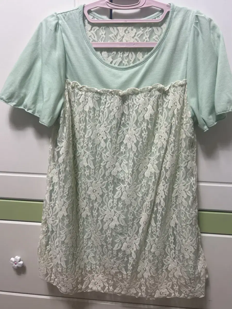 Vintage Mint Lace Short Sleeve