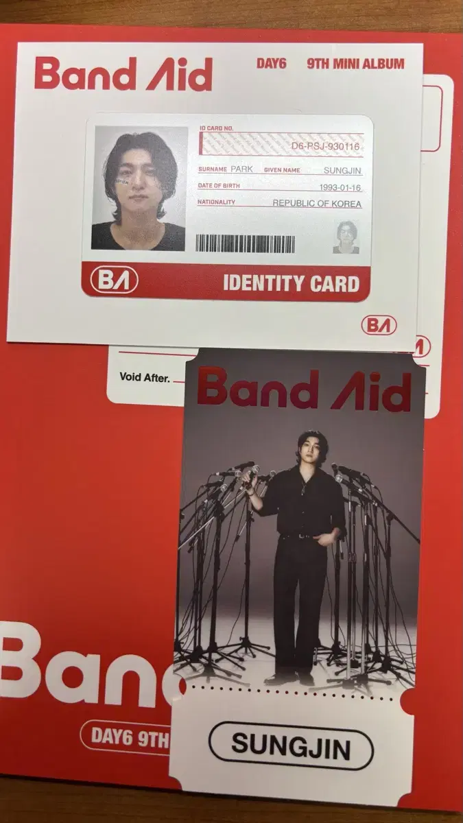 Day 6 Band Aid album Sungjin Identity D kard & Original Tickets