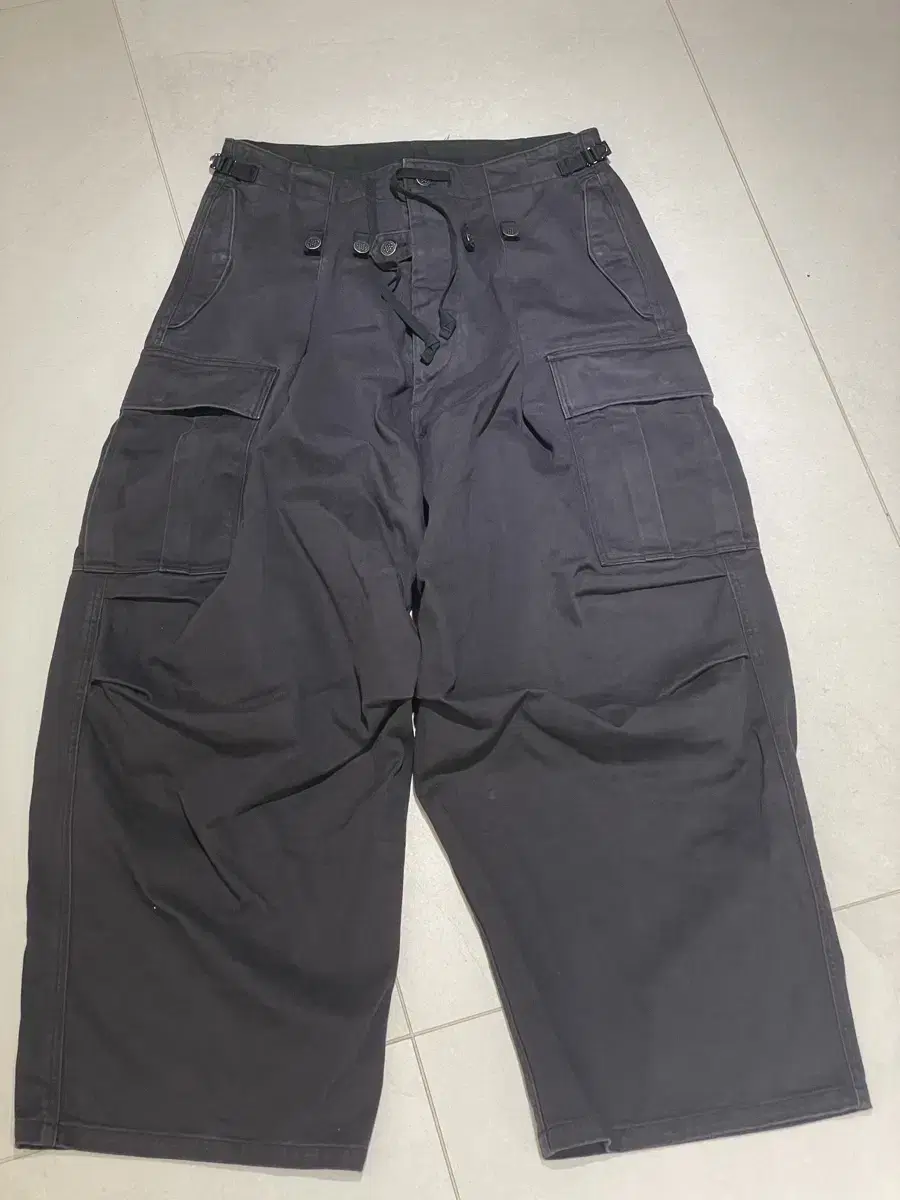 KAPITAL KAPITAL 24FW Heavy-Drill Jumbo Cargo Pants Black 2 sizes