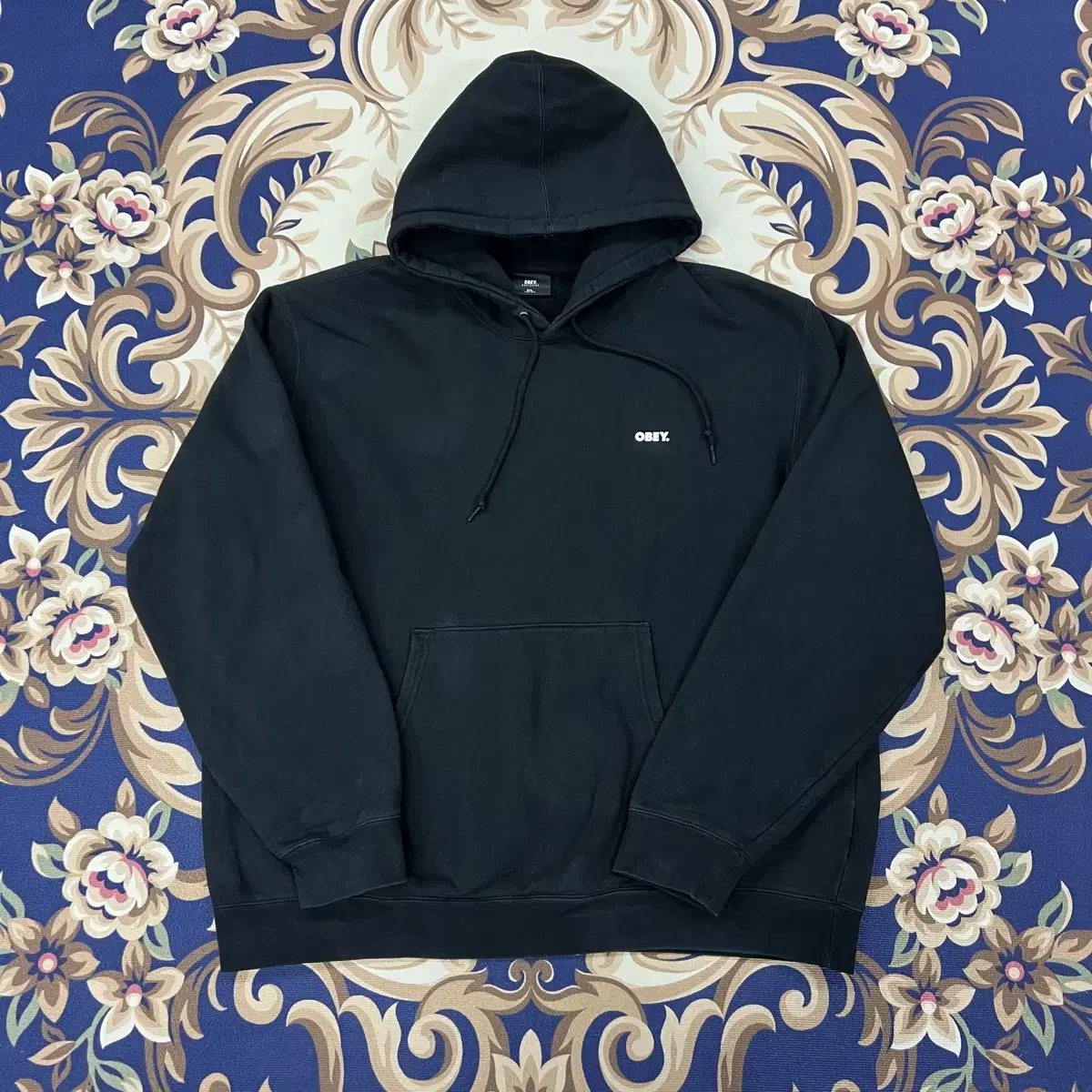 (XXL) Obey Basic Logo Hoodie(Black, Big Logo on Back)