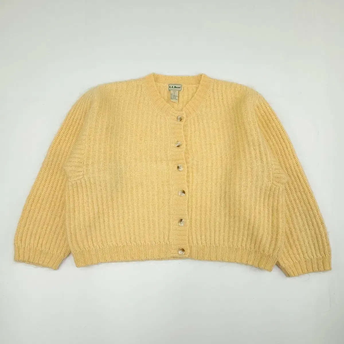 (CS173)XL L Elvin Yellow Angora Wool Cardigan Sweater Knit