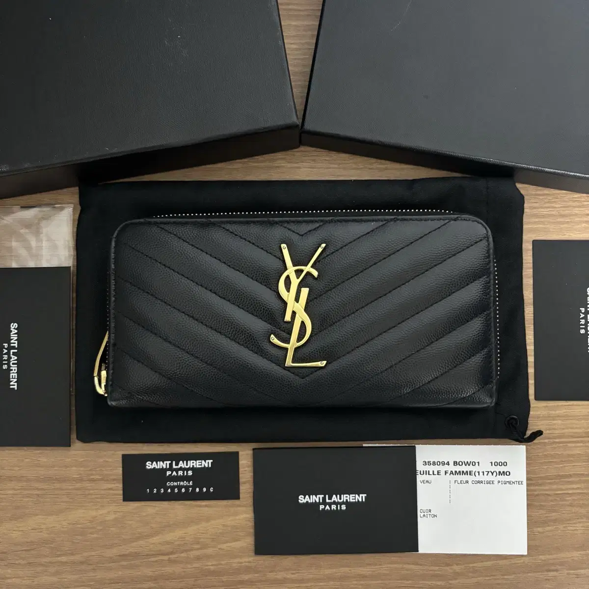 생로랑 YSL 로고 마틀라세 지퍼 어라운드 장지갑