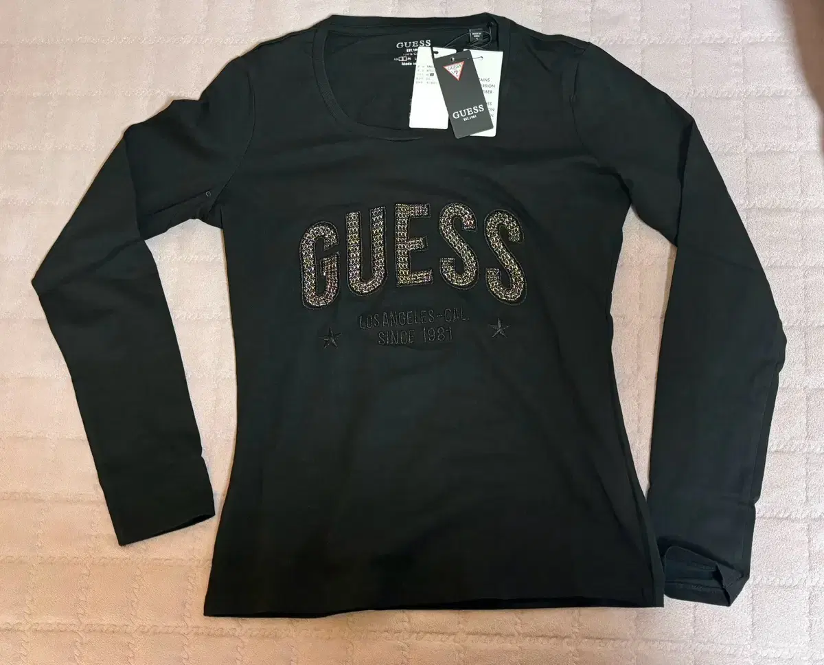 게스 여성 블링 guess 아트웍 긴팔티 블랙 S