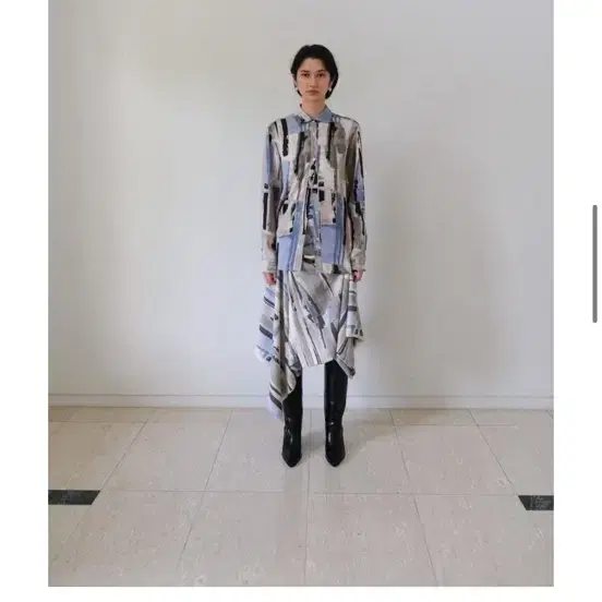 헤브빈 셔츠 MIX PATTERN SHIRT BLUE