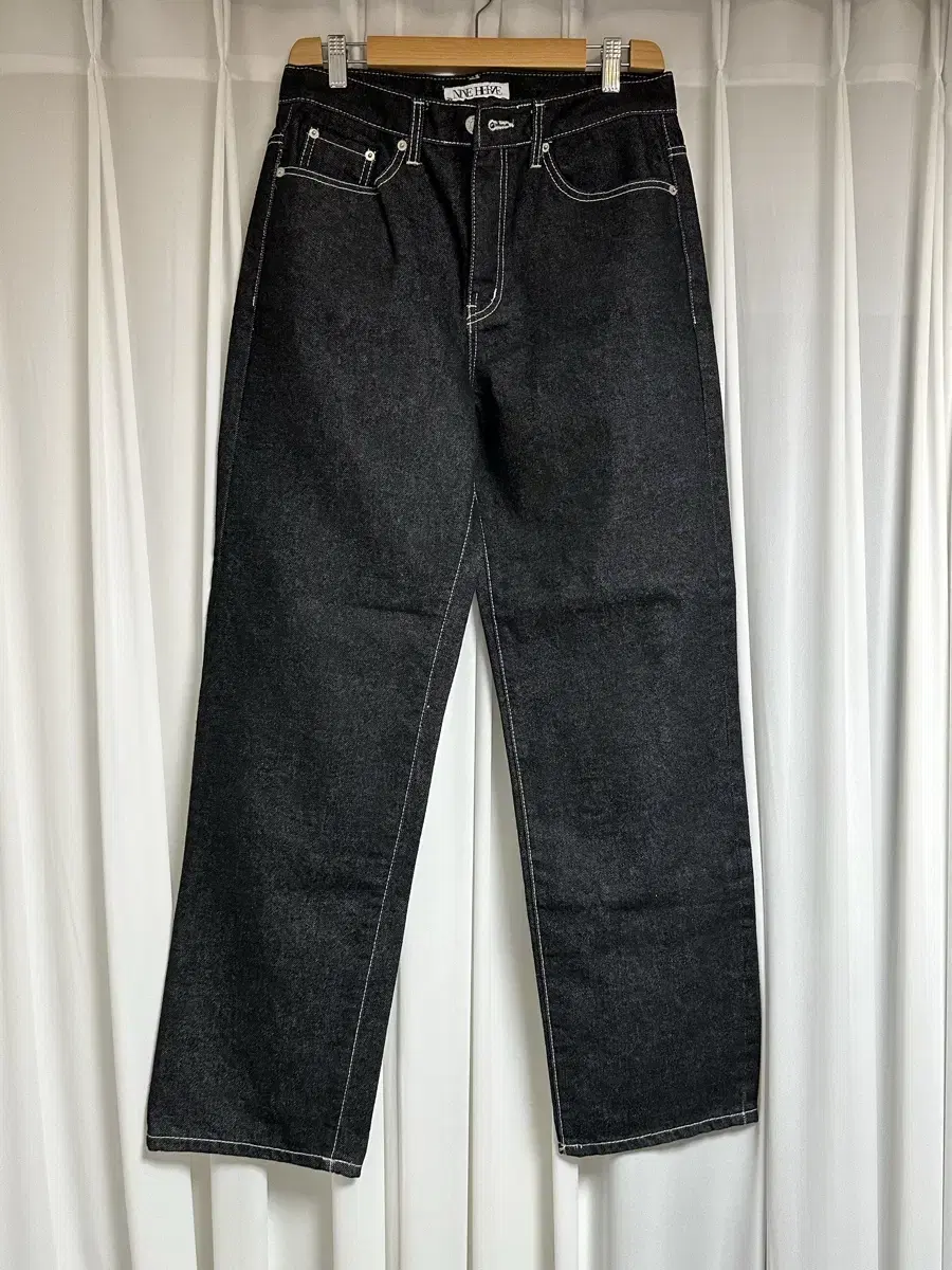 Men's Stitched Denim Pants Black Blue Pants S with Thread Measurements