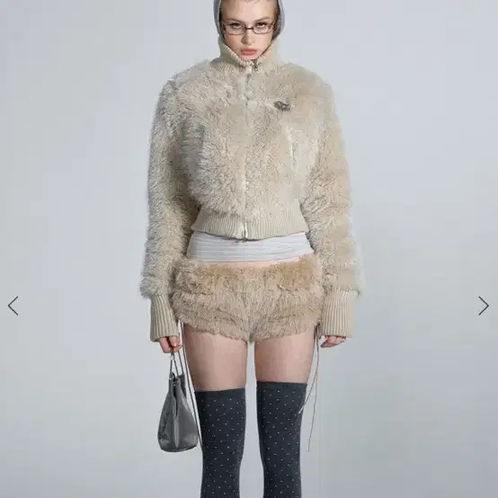 스컬프터 퍼집업 Faux Fur Zip-Up Jacket Pale Gra