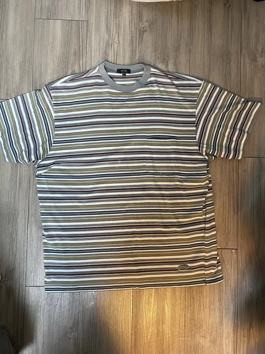 80s-90s Vintage Stussy Stripe TOM TOM Short Sleeve T-Shirt XL