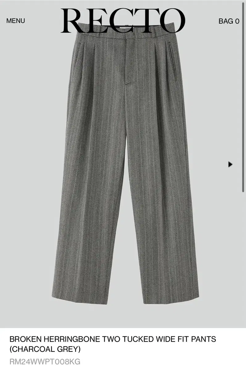 [M] Recto 24fw Broken Herringbone Two-Tuck Wide-leg Pants