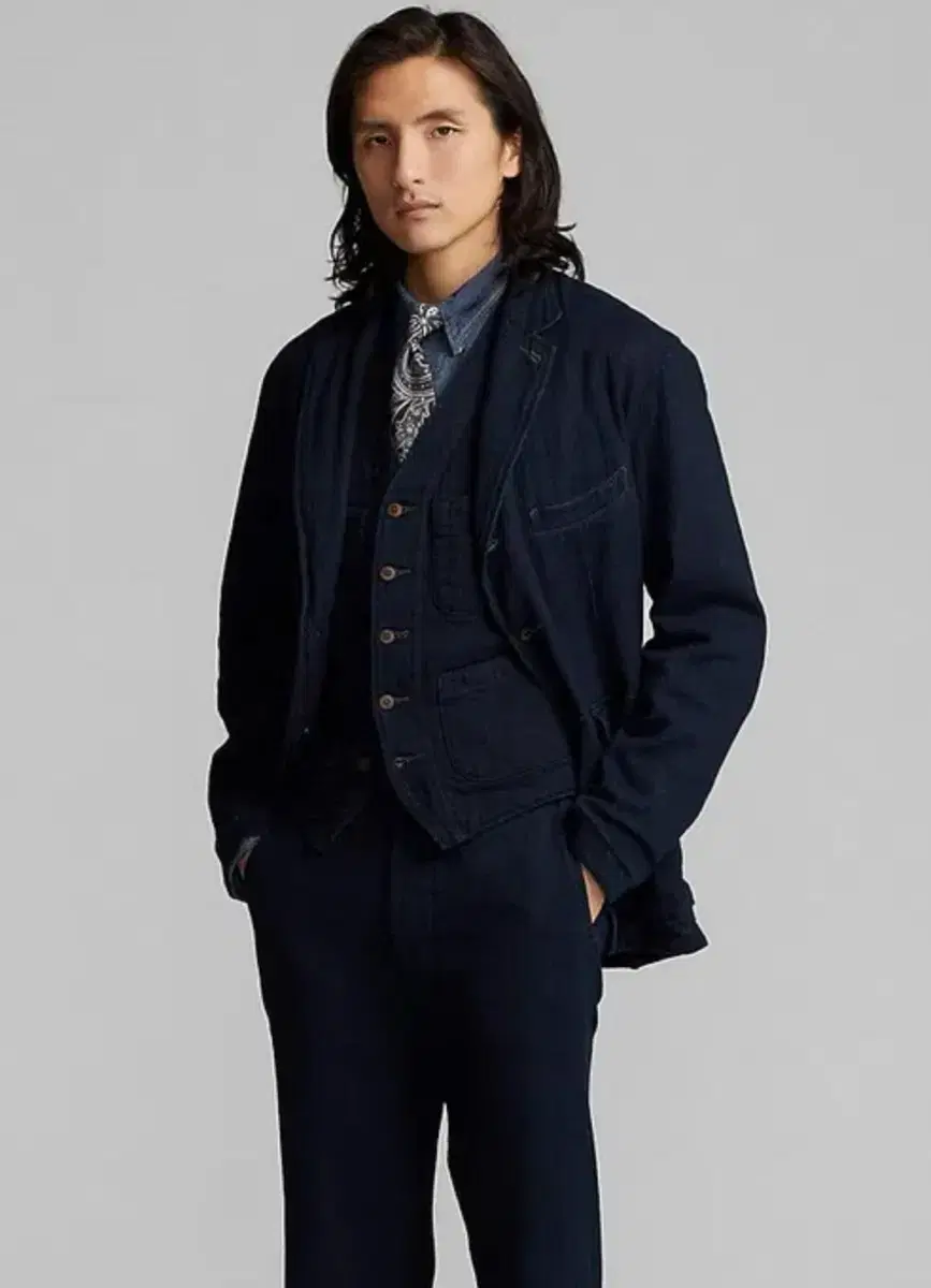 RRL INDIGO TWILL HERRINGBONE 3PCS SUIT