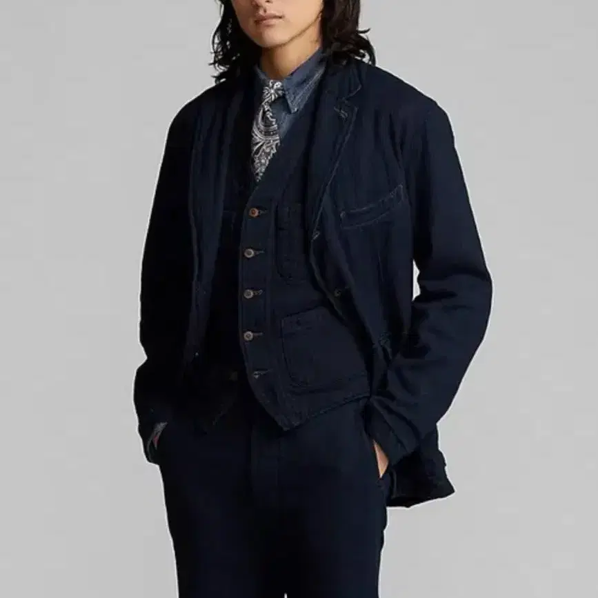 RRL INDIGO TWILL HERRINGBONE 3PCS SUIT