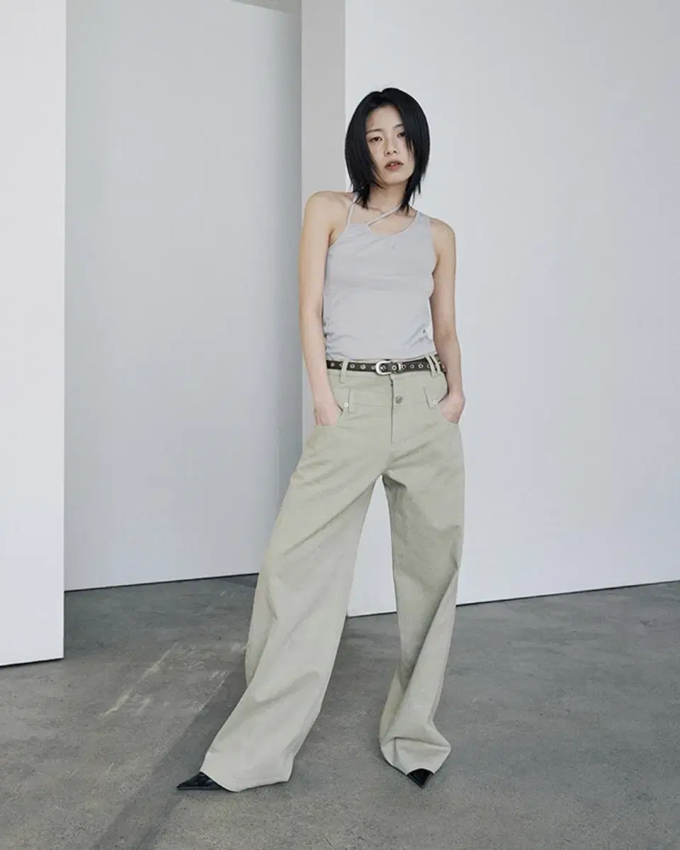 오데스 팬츠 DOUBLE WAIST PANTS - BEIGE