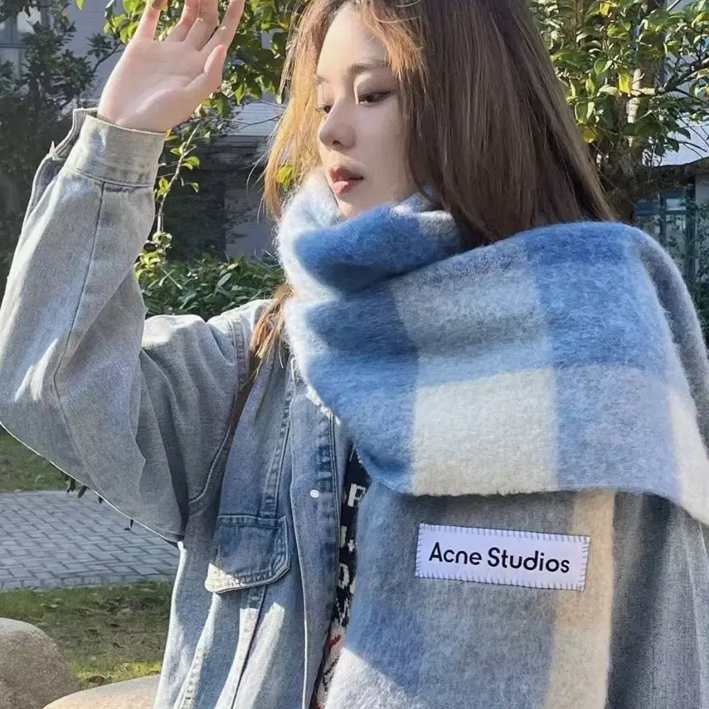 Acne Studios 북유럽 웜 컬러 체크무늬 무지개 머플러