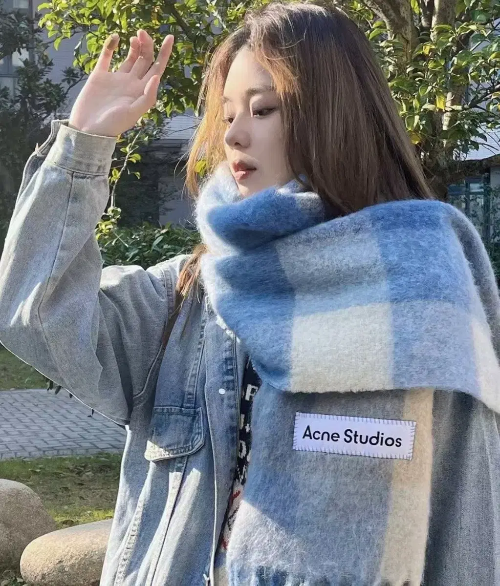 Acne Studios 북유럽 웜 컬러 체크무늬 무지개 머플러