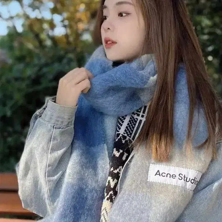 Acne Studios 북유럽 웜 컬러 체크무늬 무지개 머플러