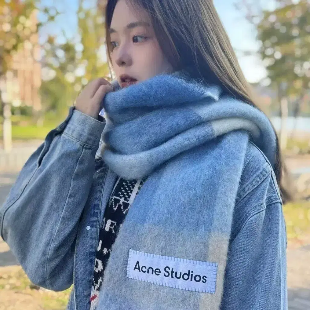 Acne Studios 북유럽 웜 컬러 체크무늬 무지개 머플러