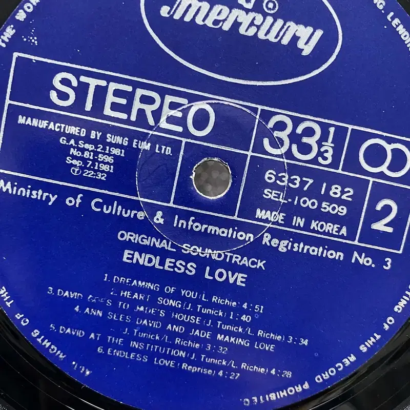 ENDLESS LOVE LP / AA6516