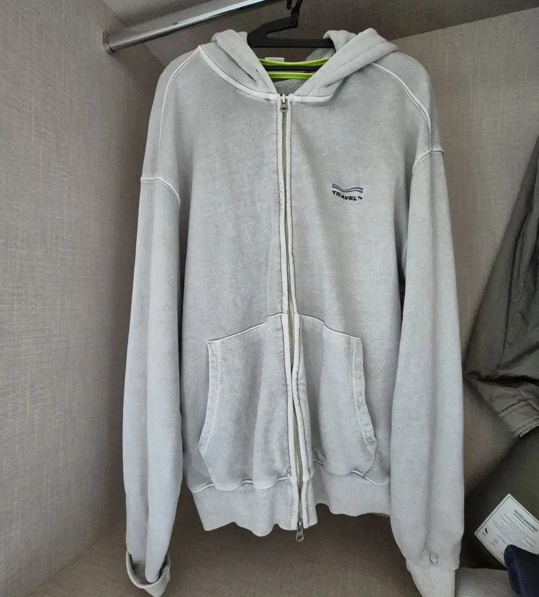 Travel Pigmented Hooded Zip Up L Ghost Gray