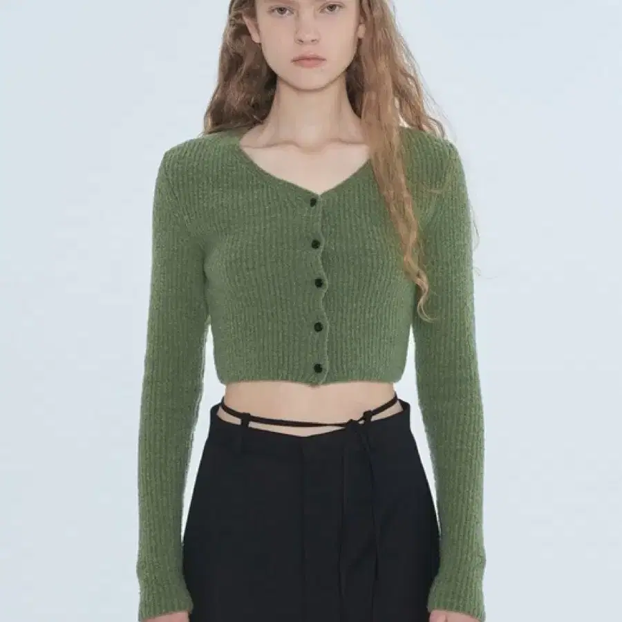 다이애그널 DOWNY RIBBED KNIT CARDIGAN (green)