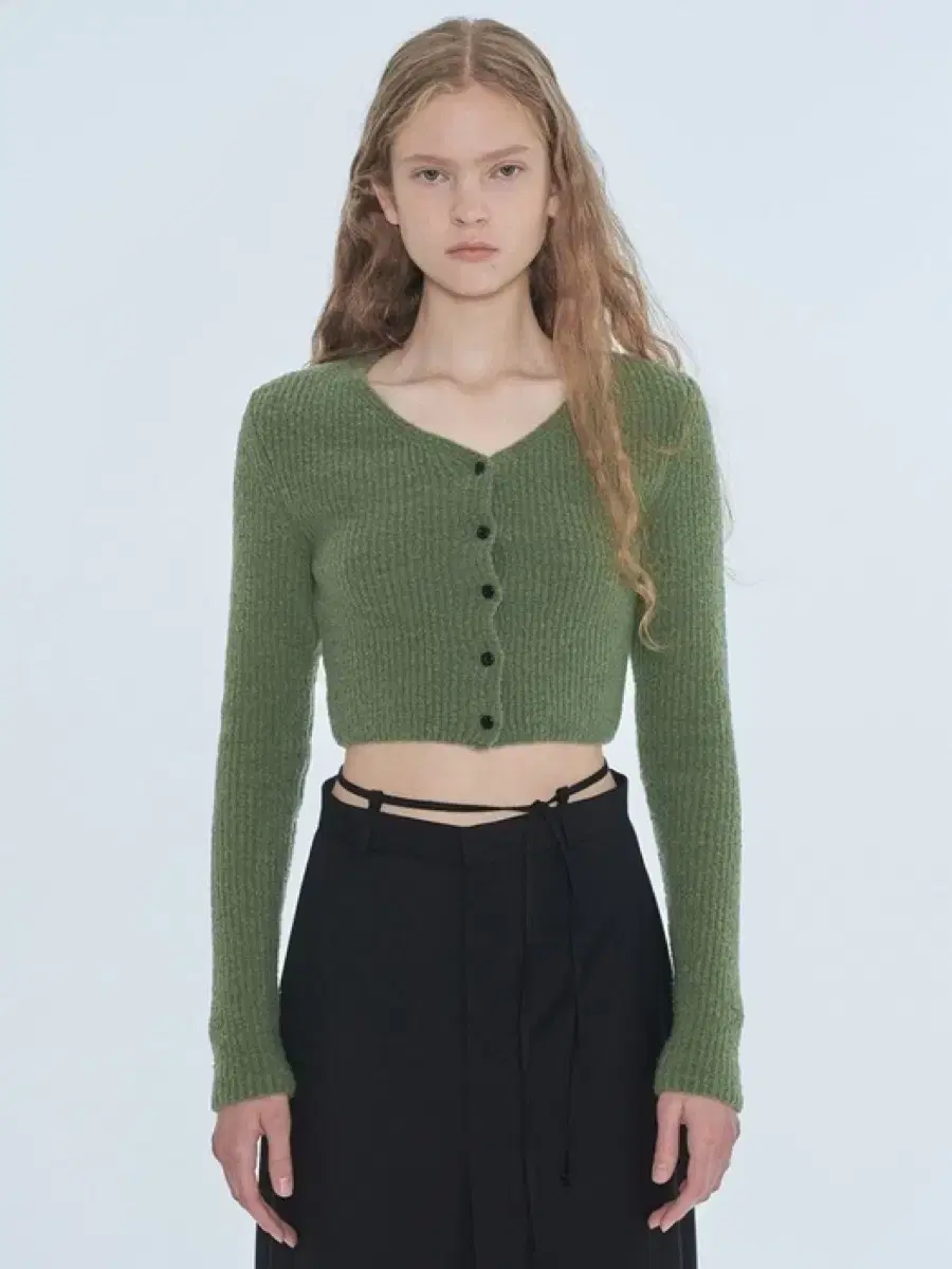 다이애그널 DOWNY RIBBED KNIT CARDIGAN (green)