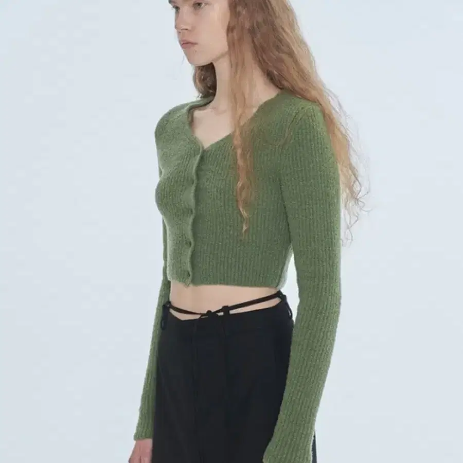 다이애그널 DOWNY RIBBED KNIT CARDIGAN (green)