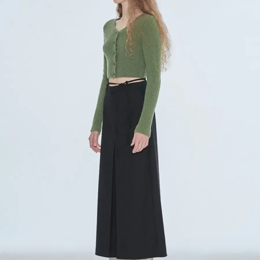 다이애그널 DOWNY RIBBED KNIT CARDIGAN (green)