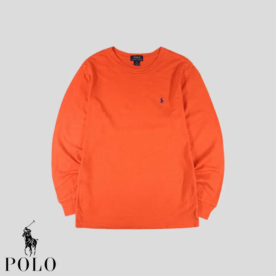 Polo Ralph Lauren Orange Navy Pony Cotton Simple Casual Round Neck Long Sleeve T-Shirt Long