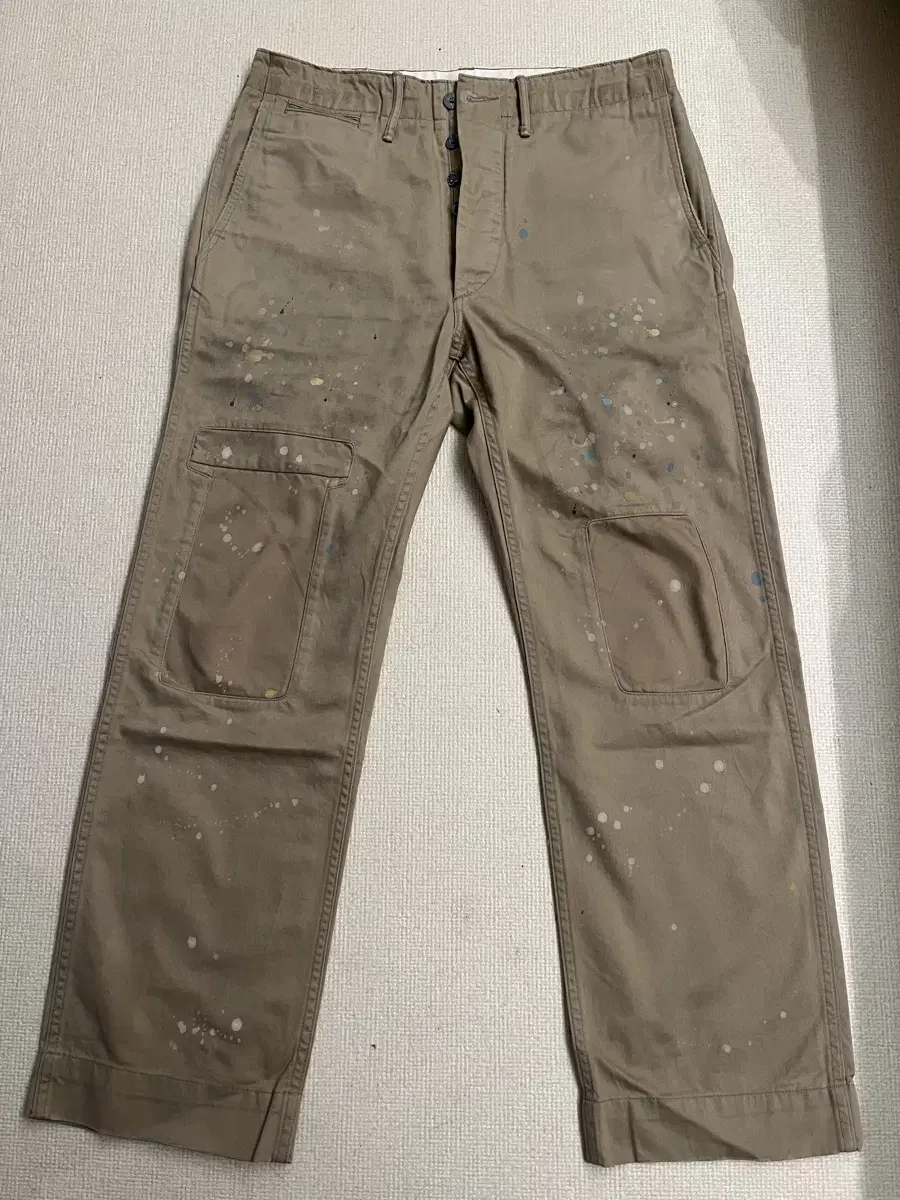 rrl patch worked painted feild chino