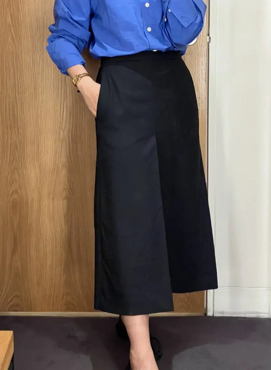 Cos Pleated Wool Midi Skirt 36