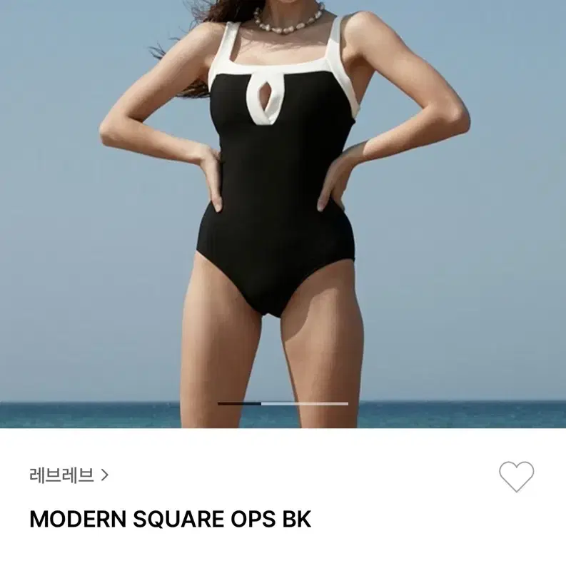 레브레브 모던 스퀘어 원피스 수영복 블랙 xs