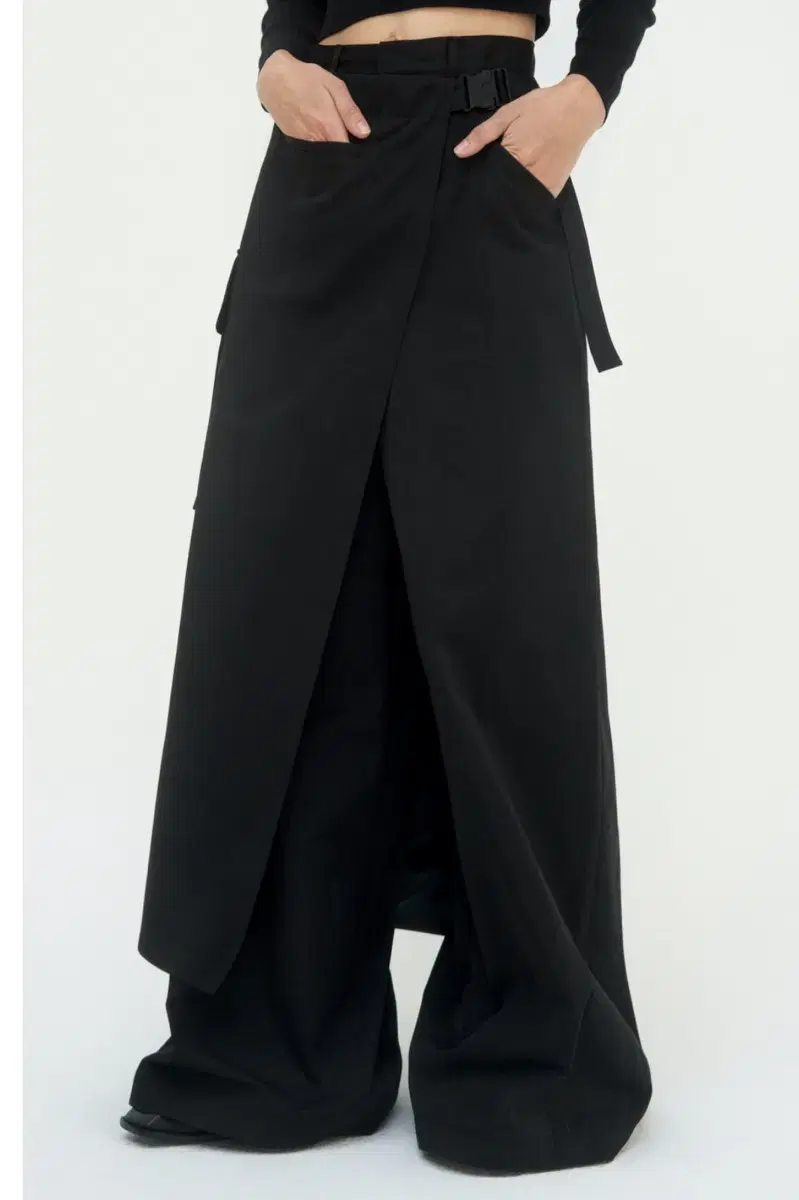 트리밍버드 Cargo Belted Wrap Skirt Pants [ Bl