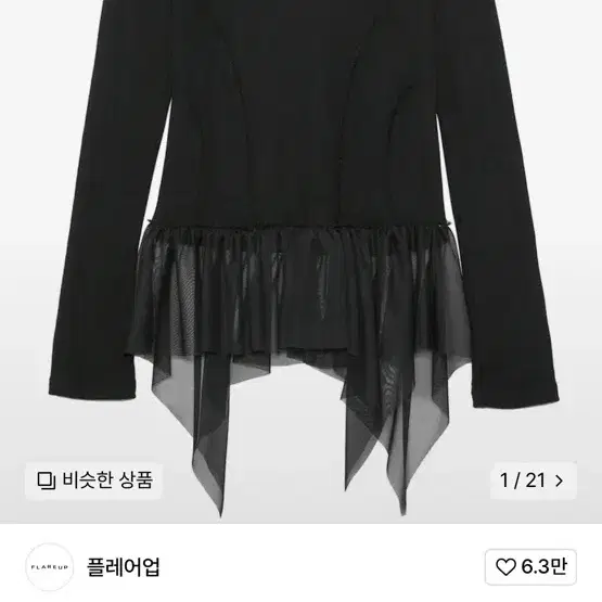 새상품/플레어업 레이어드 레이스 프릴 롱 슬리브 블랙