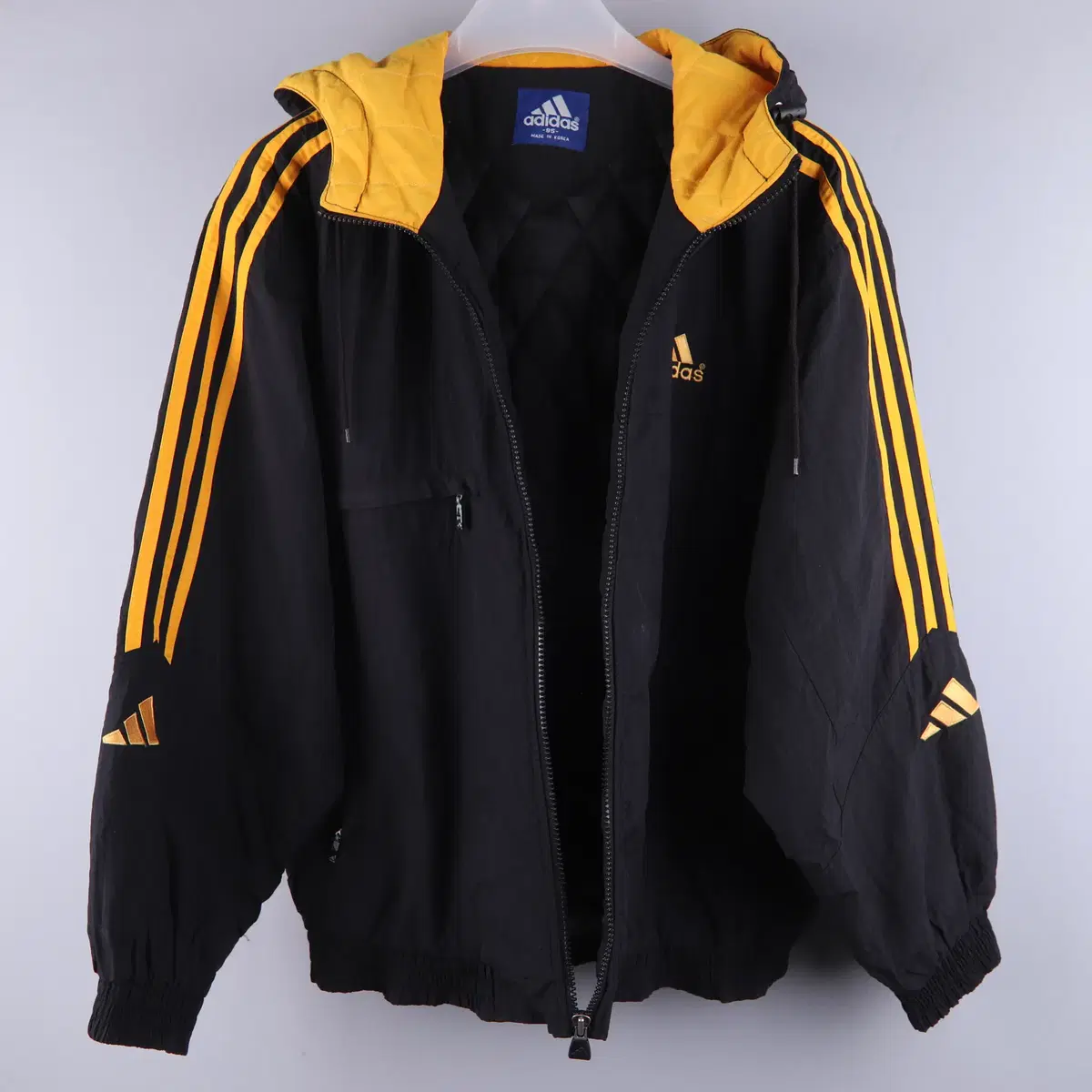 Adidas 00s Black Yel Old School Nylon Woven Windbreaker Jacket (95)