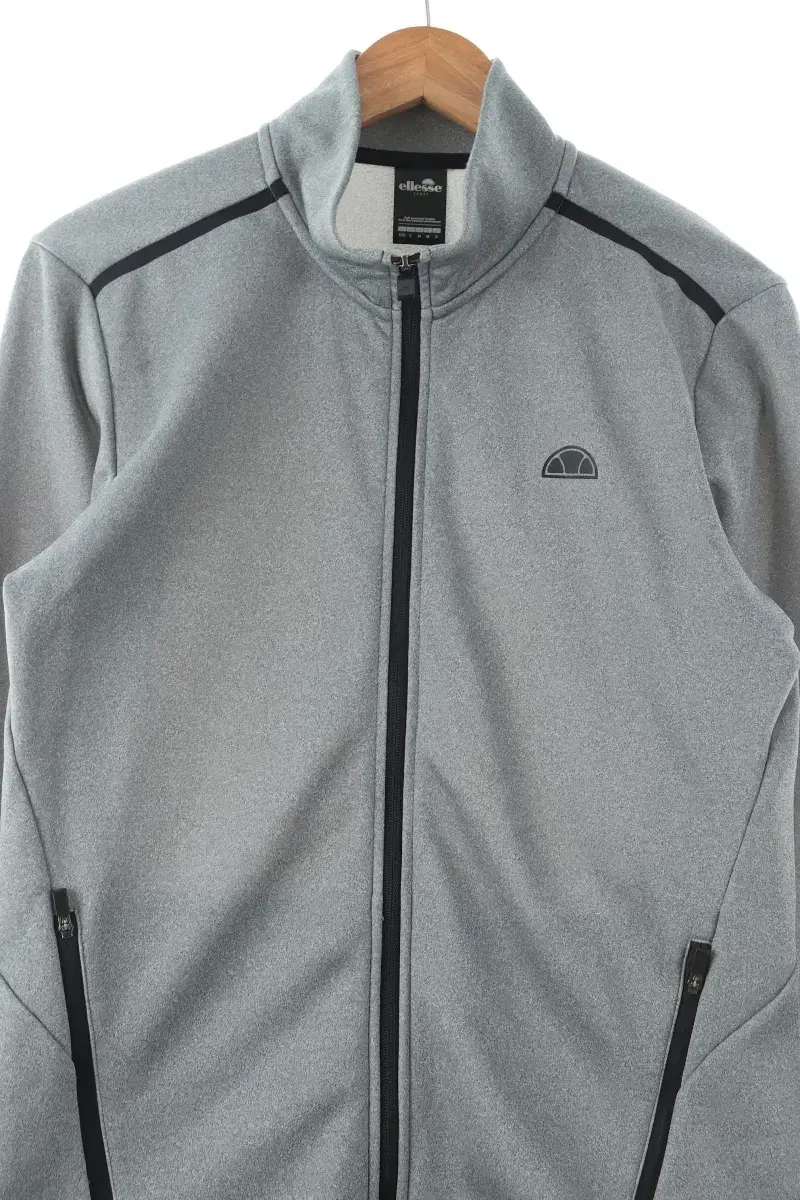 (L) Elise Zip-up Jersey Track Top Grey Brushed Old School-107D3