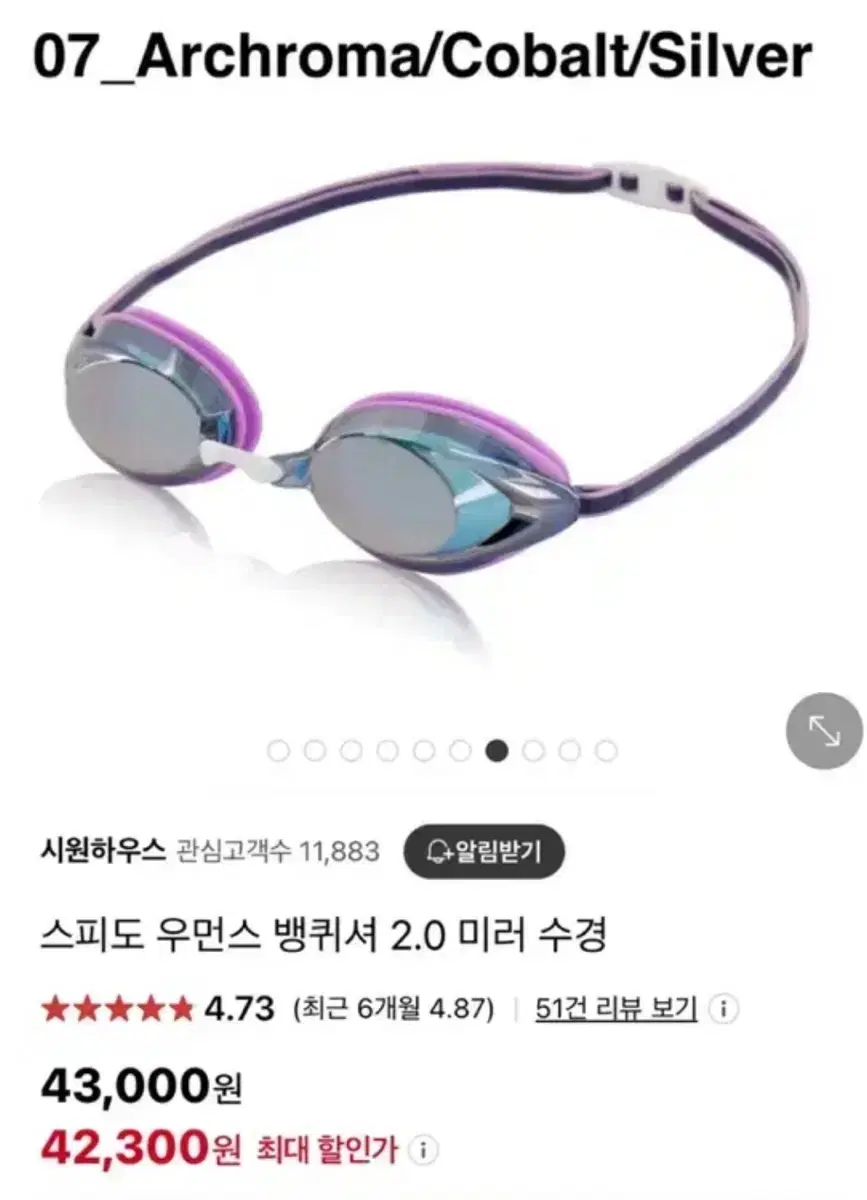 (미개봉 새상품) Speedo스피도 여성용 수경 물안경 미러