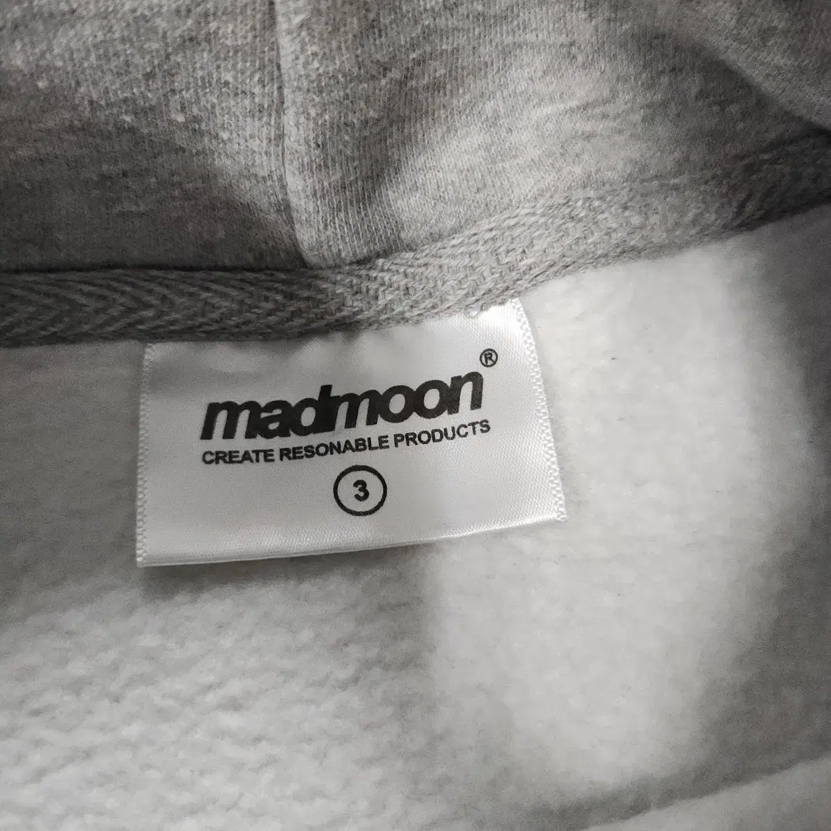 3) MADMOON 남자 기모 후드티 맨투맨 티셔츠 그레이 후디