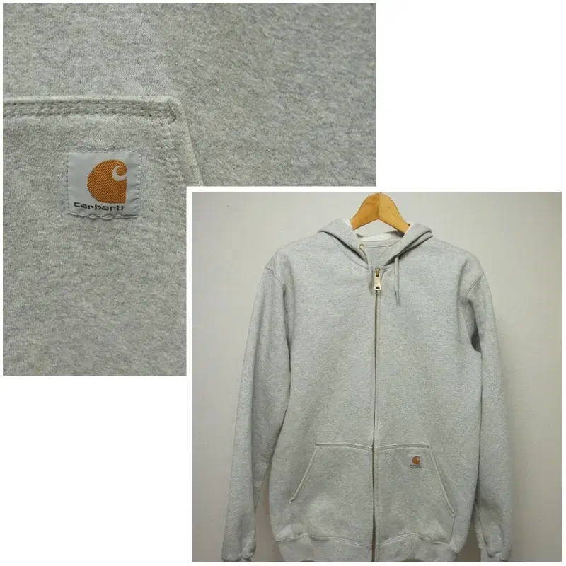 Calhart grey brushed hoodieZipped up men100