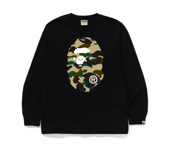 bape 베이프 빅에이프 황계카모 롱슬리브 블랙 L