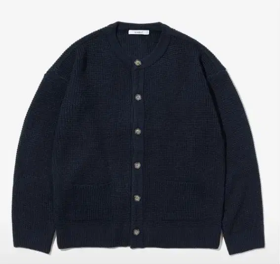 Knitted Anti-Pilling Volume Waffle Cardigan Navy L/M