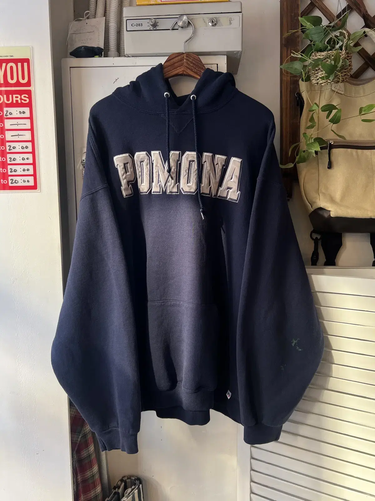 [2XL]Rusesll USA POMONA 자수 후드 티셔츠