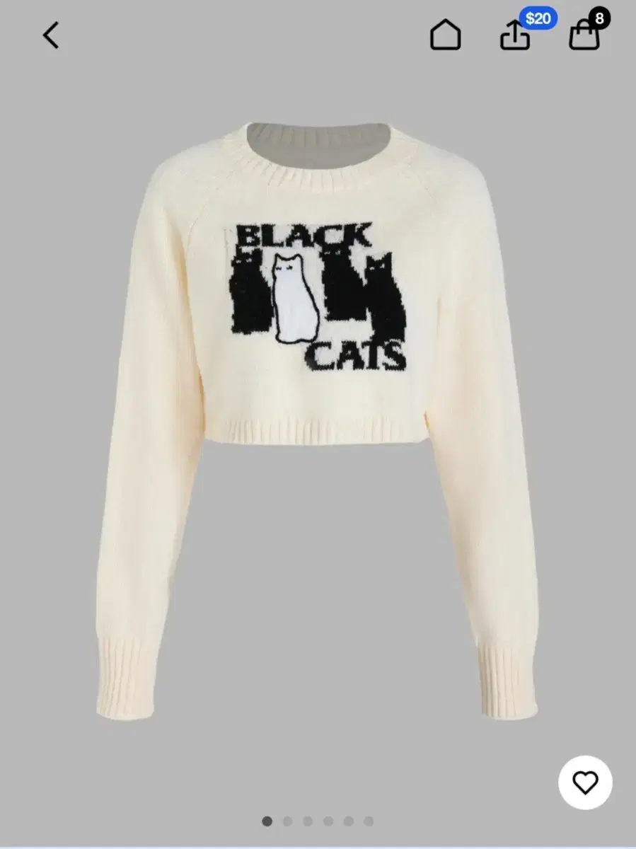 샵사이다 CATS PRINT CROP SWEATER 고양이 니트스웨터