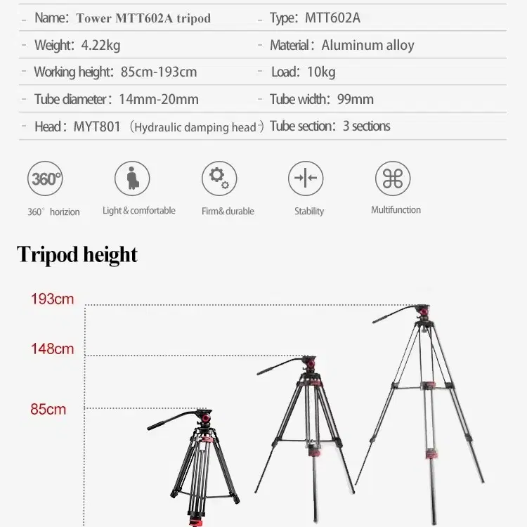 전문 dslr 스탠드 비디오 캠코더 카메라 삼각대