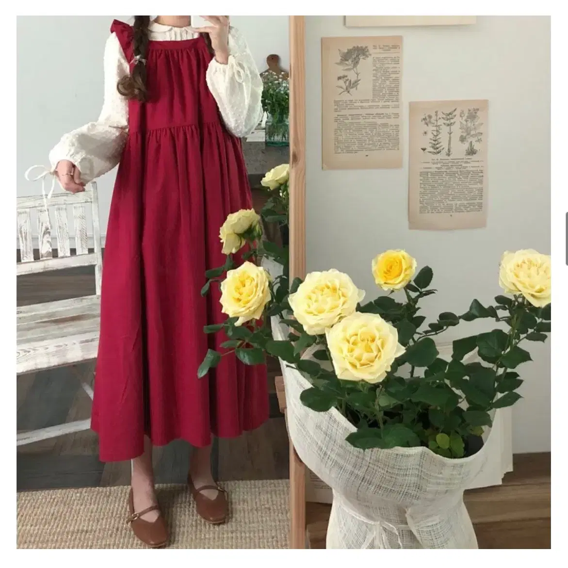 미미부티크 아벡데플뢰르 frill square dress