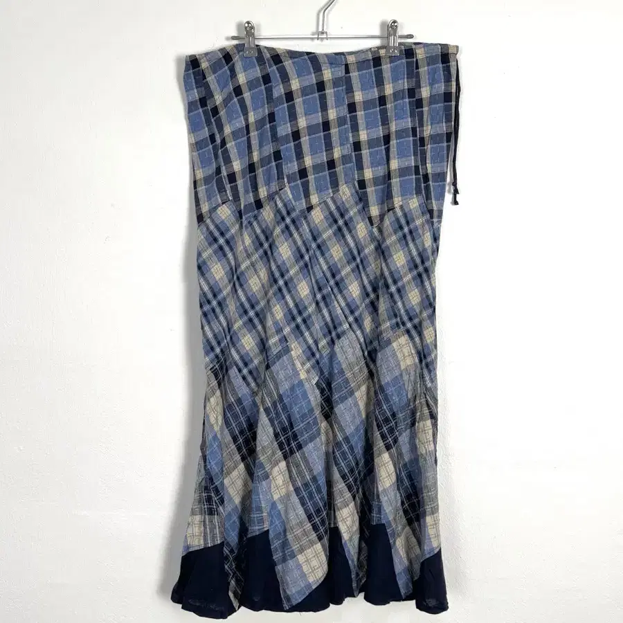 vintage patchwork blue plaid skirt