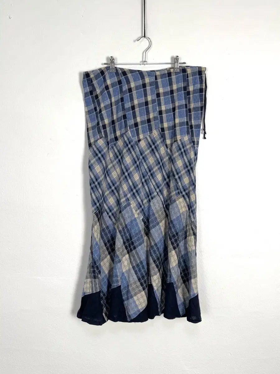 vintage patchwork blue plaid skirt