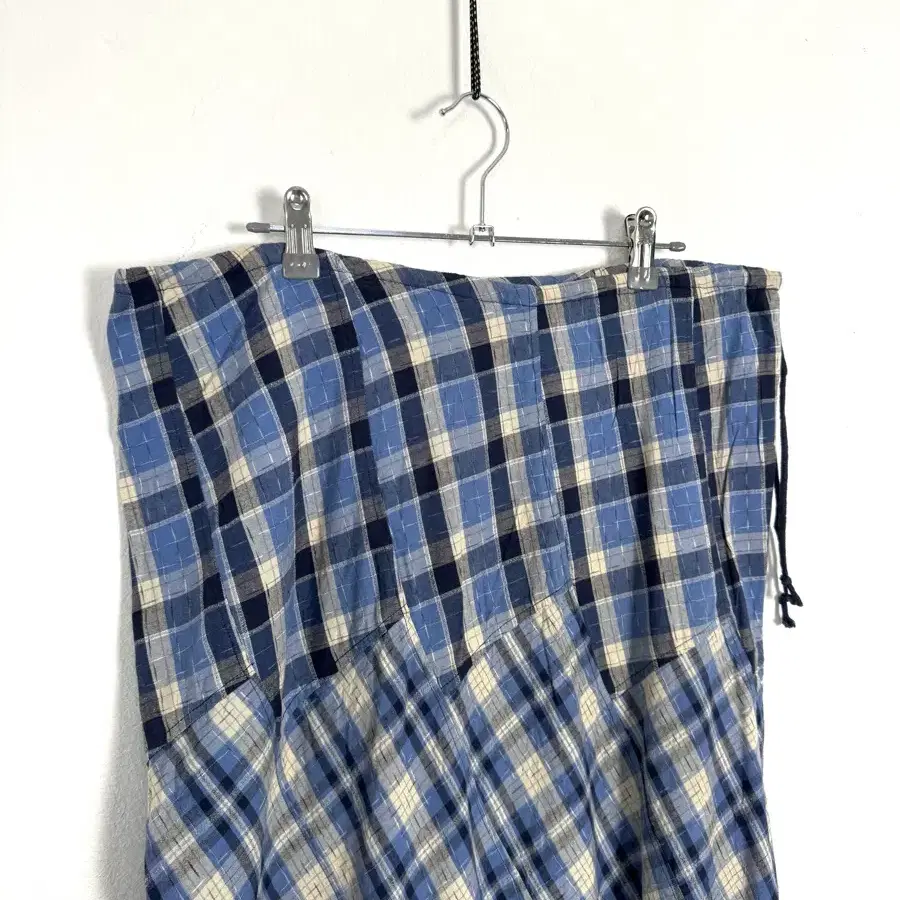 vintage patchwork blue plaid skirt